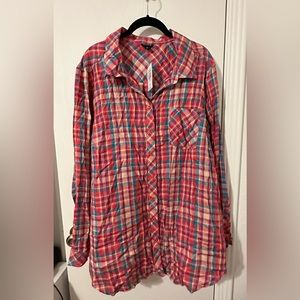 Torrid Rainbow Plaid Button Up Shirt - Size 3